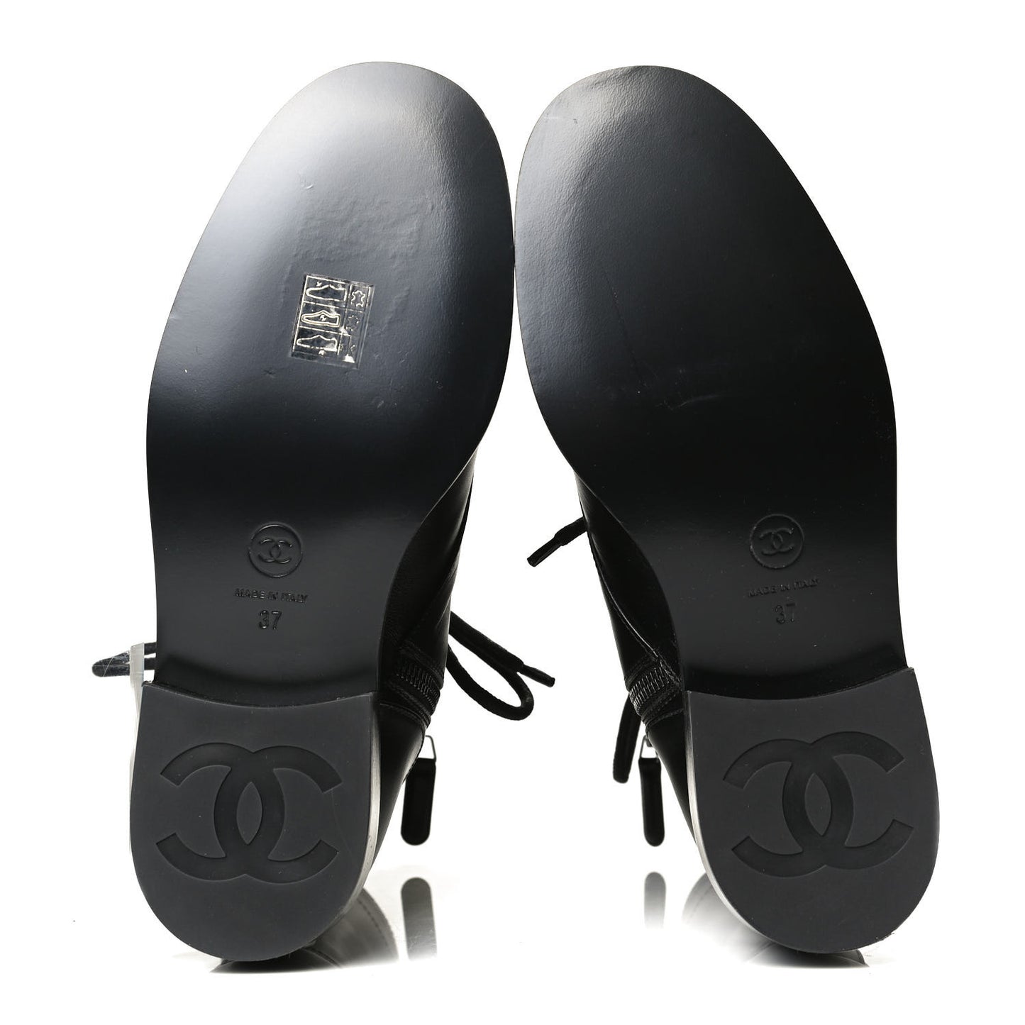 Calfskin Lace Up Combat Boots 37 Black