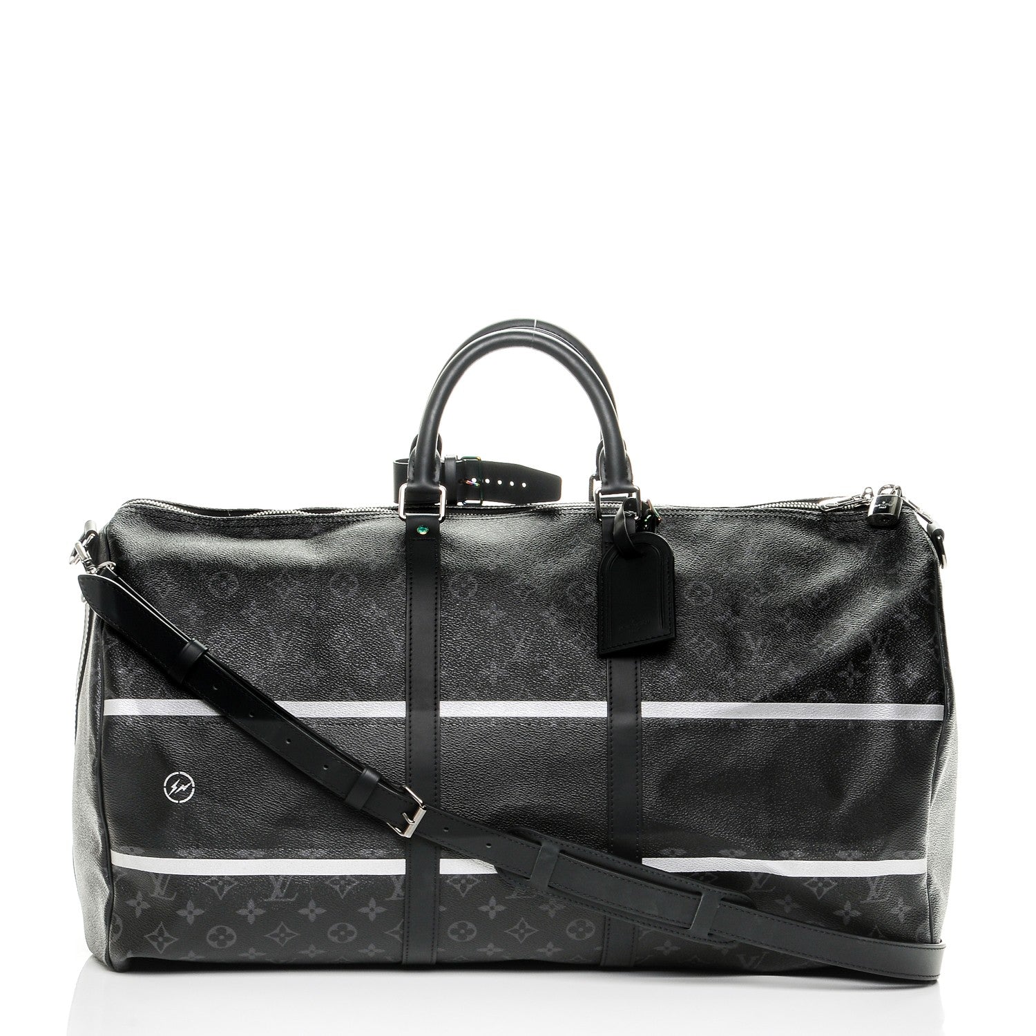Louis Vuitton X FUJIWARA Monogram Eclipse Flash Fragment Keepall Bandouliere 55 1 of 7