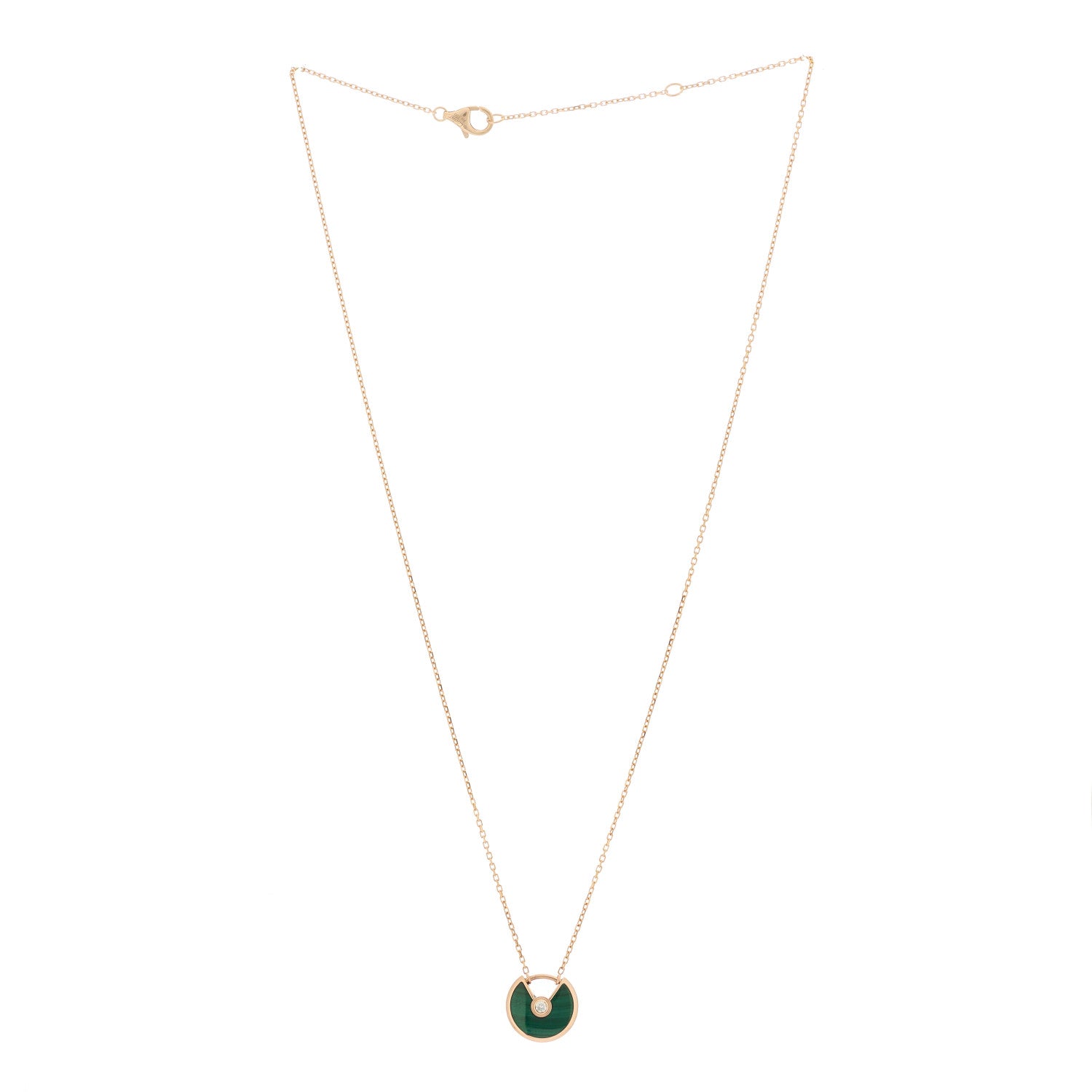 Cartier 18K Pink Gold Diamond Malachite XS Amulette de Cartier Pendant Necklace 3 of 6