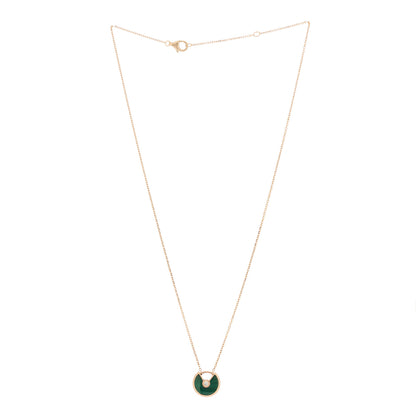 Cartier 18K Pink Gold Diamond Malachite XS Amulette de Cartier Pendant Necklace 3 of 6