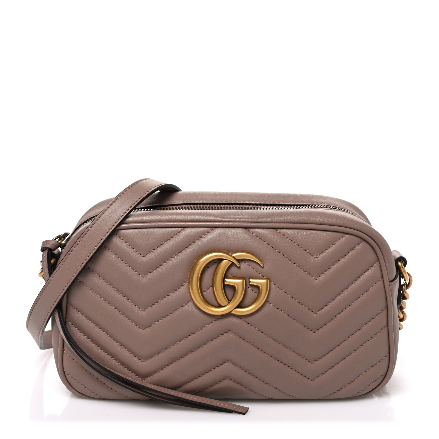 Calfskin Matelasse Small GG Marmont Chain Shoulder Bag Porcelain Rose