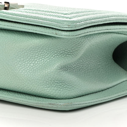 Chanel Caviar Chevron Quilted Small Boy Flap Green 10 of 13