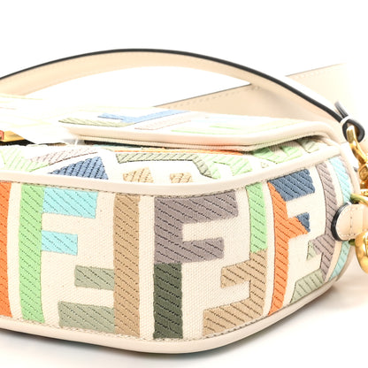 Fendi Canvas Vitello Seta FF Multicolor Embroidered Baguette Grezzo Multicolor Latte 10 of 10