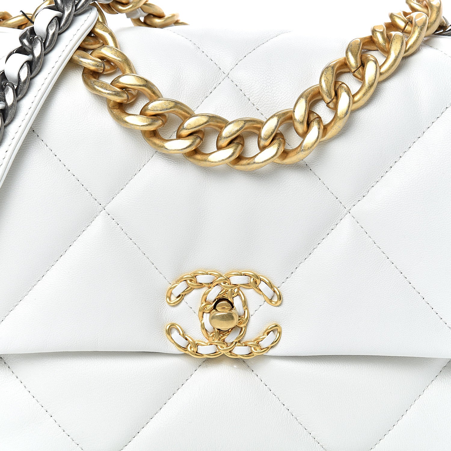 Chanel Goatskin Quilted Large 19 Flap White 8 of 11