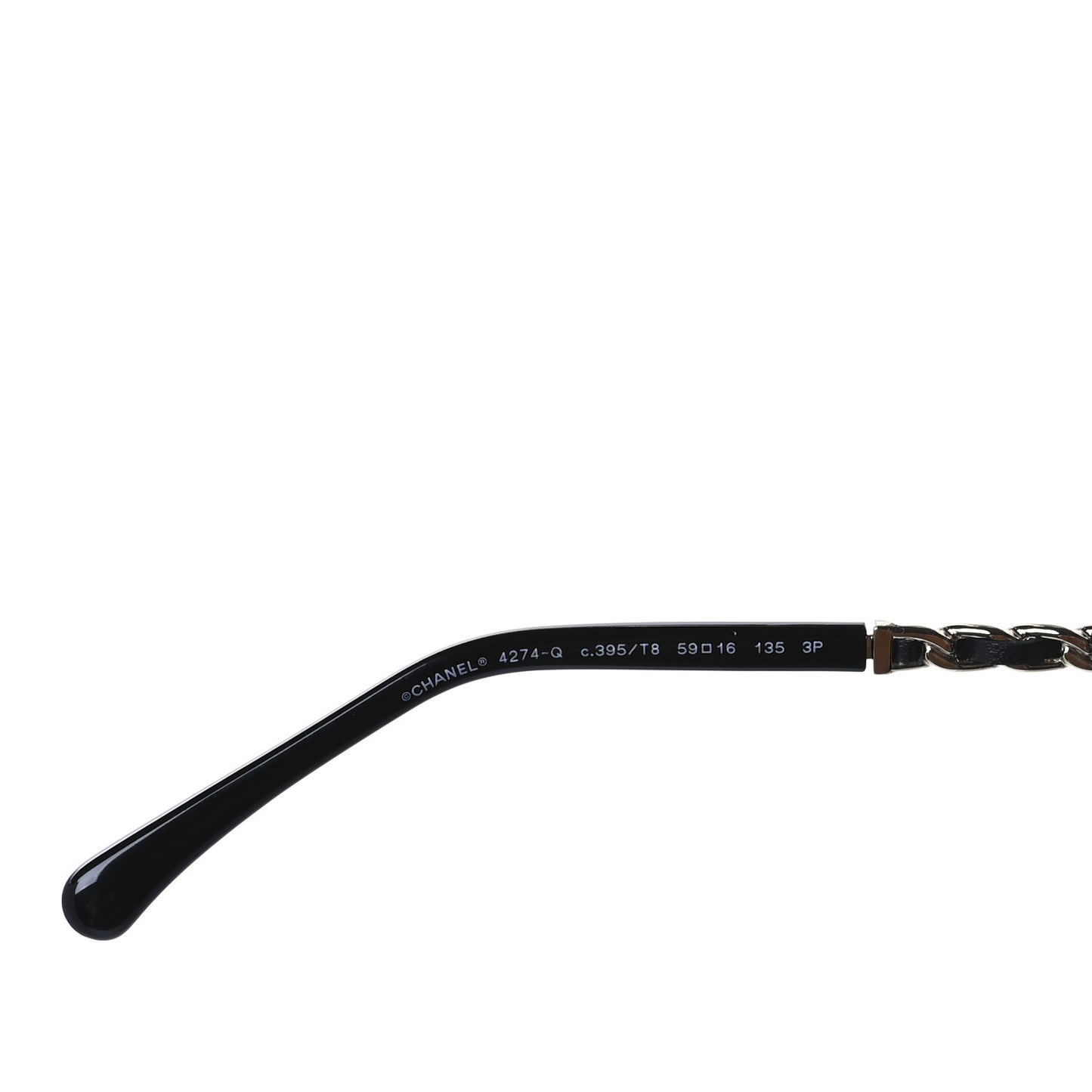 Metal Square Frame Chain Sunglasses 4274-Q Gold Black