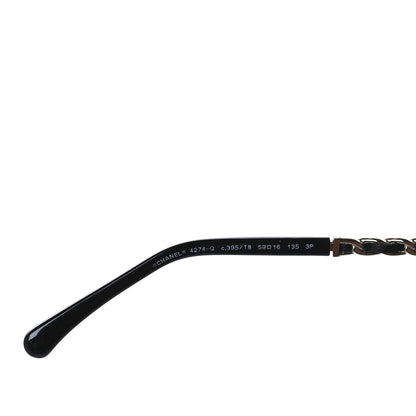 Chanel Metal Square Frame Chain Sunglasses 4274-Q Gold Black 5 of 9