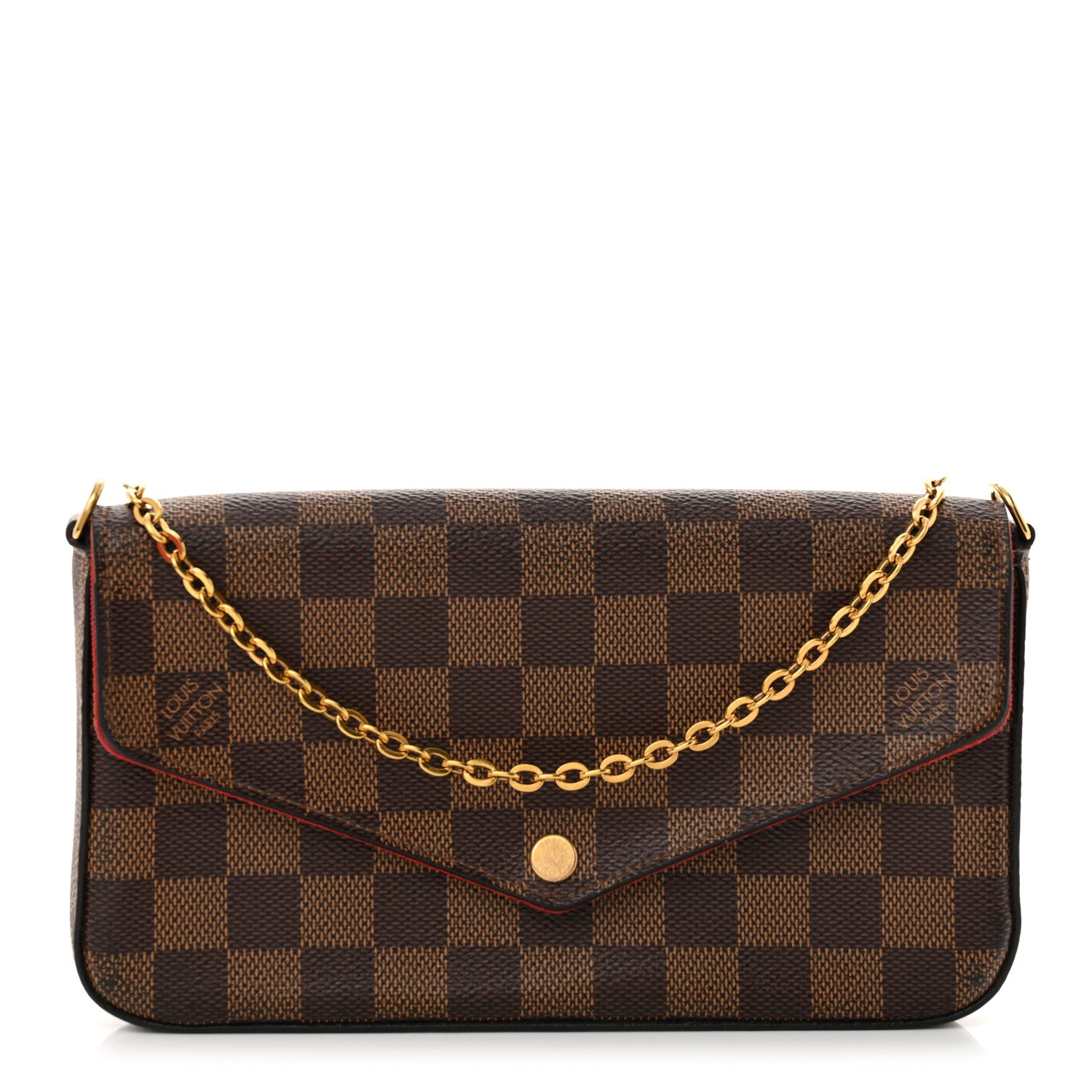 Louis Vuitton Damier Ebene Pochette Felicie Chain Wallet 1 of 13