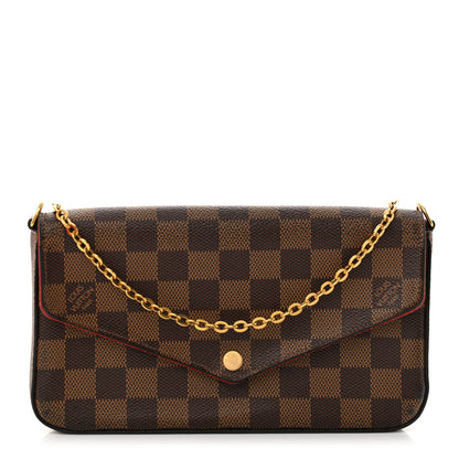 Louis Vuitton Damier Ebene Pochette Felicie Chain Wallet 1 of 13