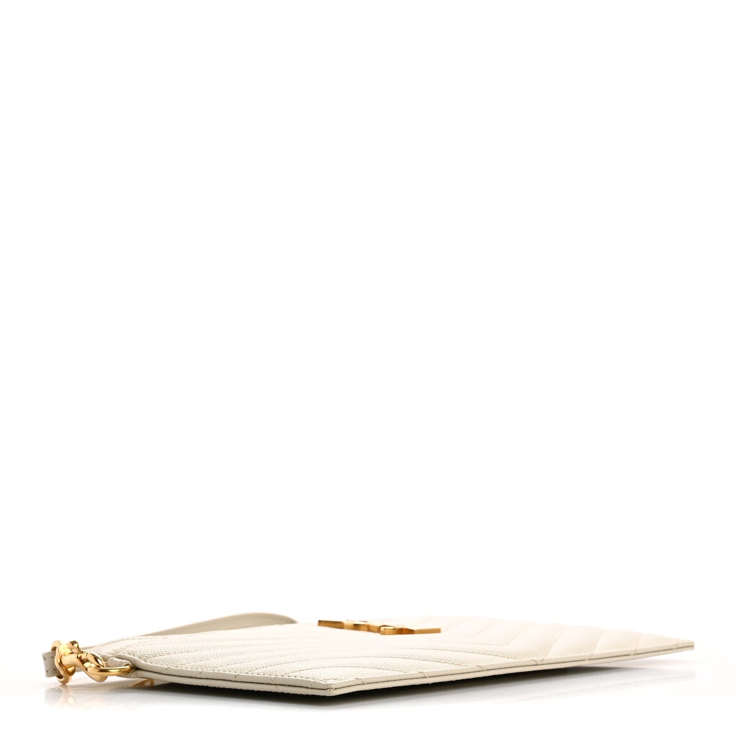 Grain De Poudre Chevron Monogram Large Bill Pouch Blanc Vintage
