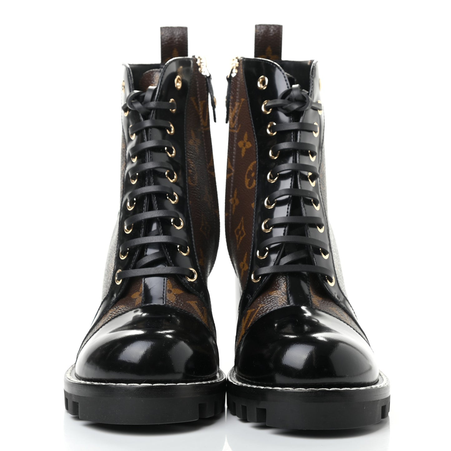 Patent Calfskin Monogram Star Trail Ankle Boots 41 Black