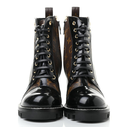Louis Vuitton Patent Calfskin Monogram Star Trail Ankle Boots 41 Black 2 of 8