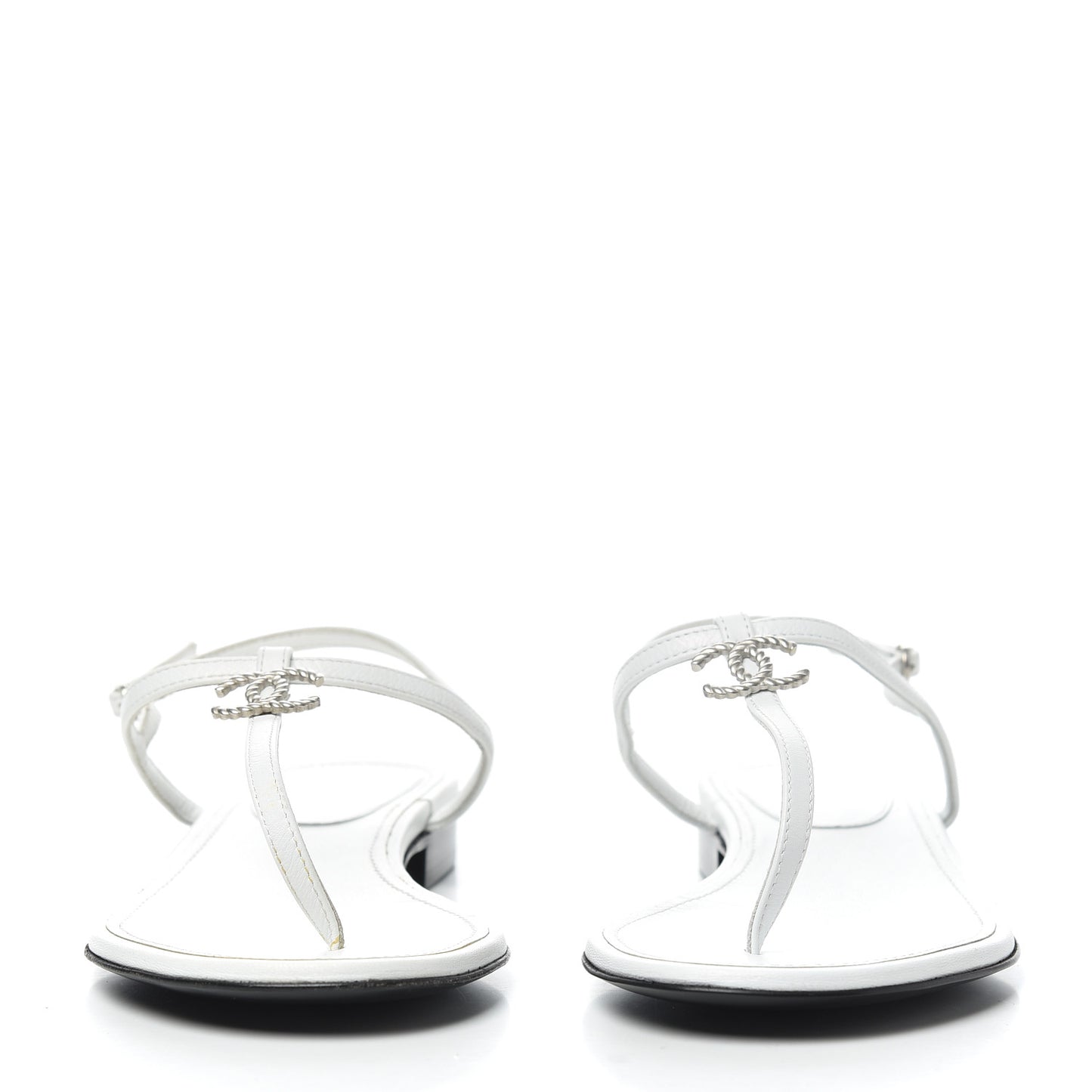 Lambskin CC Thong Sandals 36 White