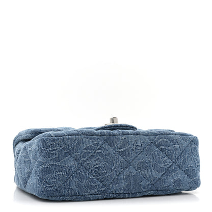 Chanel Denim Quilted Camellia Sweetheart Mini Flap Blue 4 of 9