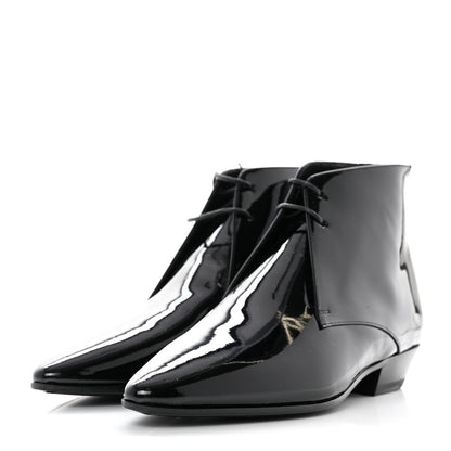 Saint Laurent Patent Calfskin Joan Ankle Boots 37 Black 3 of 9