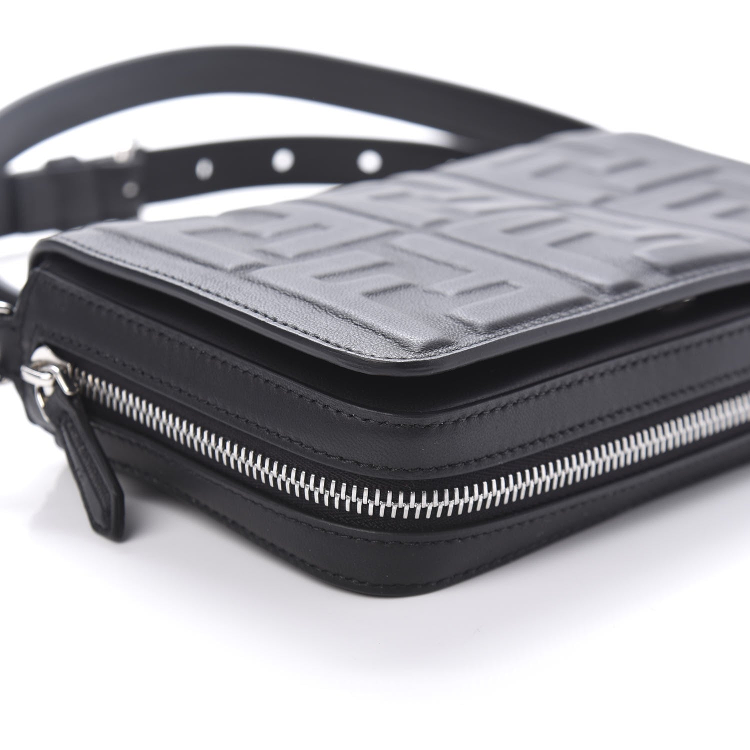 Fendi Nappa FF 1974 Embossed Mini Expandable Flap Bag Black 6 of 10