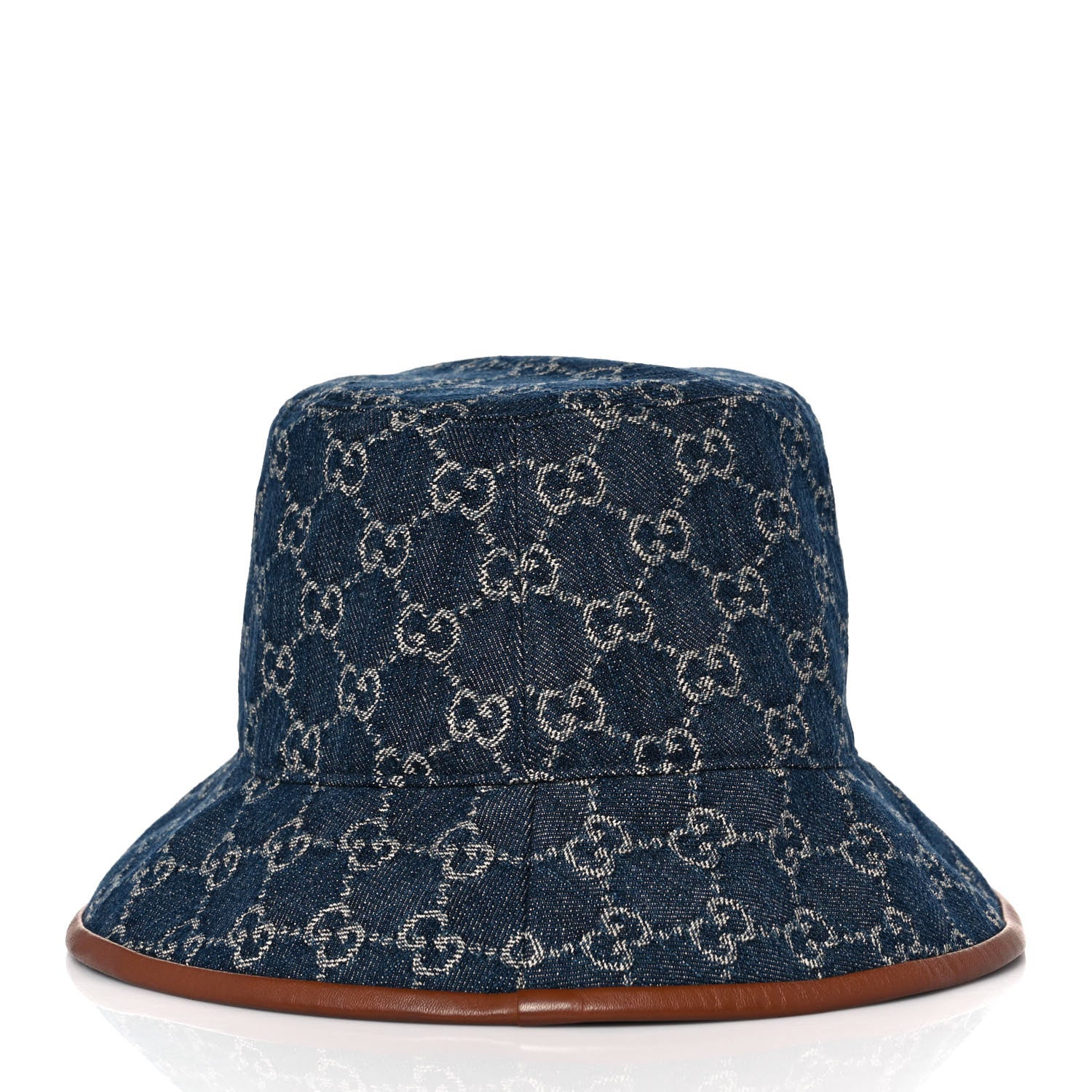 Gucci Washed Jacquard Denim Nappa GG Monogram Oscar Bucket Hat S Denim Cuir 5 of 7