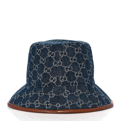 Gucci Washed Jacquard Denim Nappa GG Monogram Oscar Bucket Hat S Denim Cuir 5 of 7