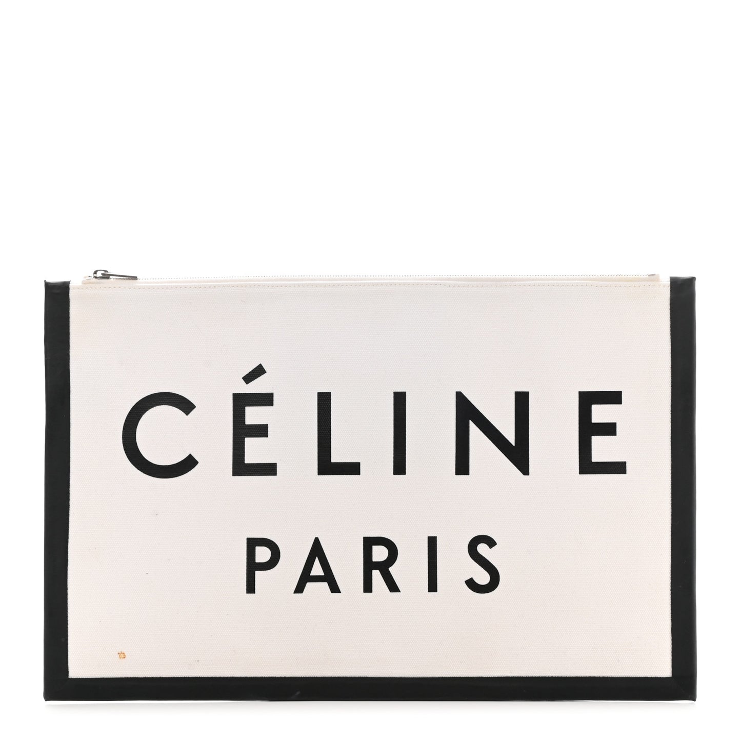 Cotton Canvas Calfskin Made In Large Pouch Black