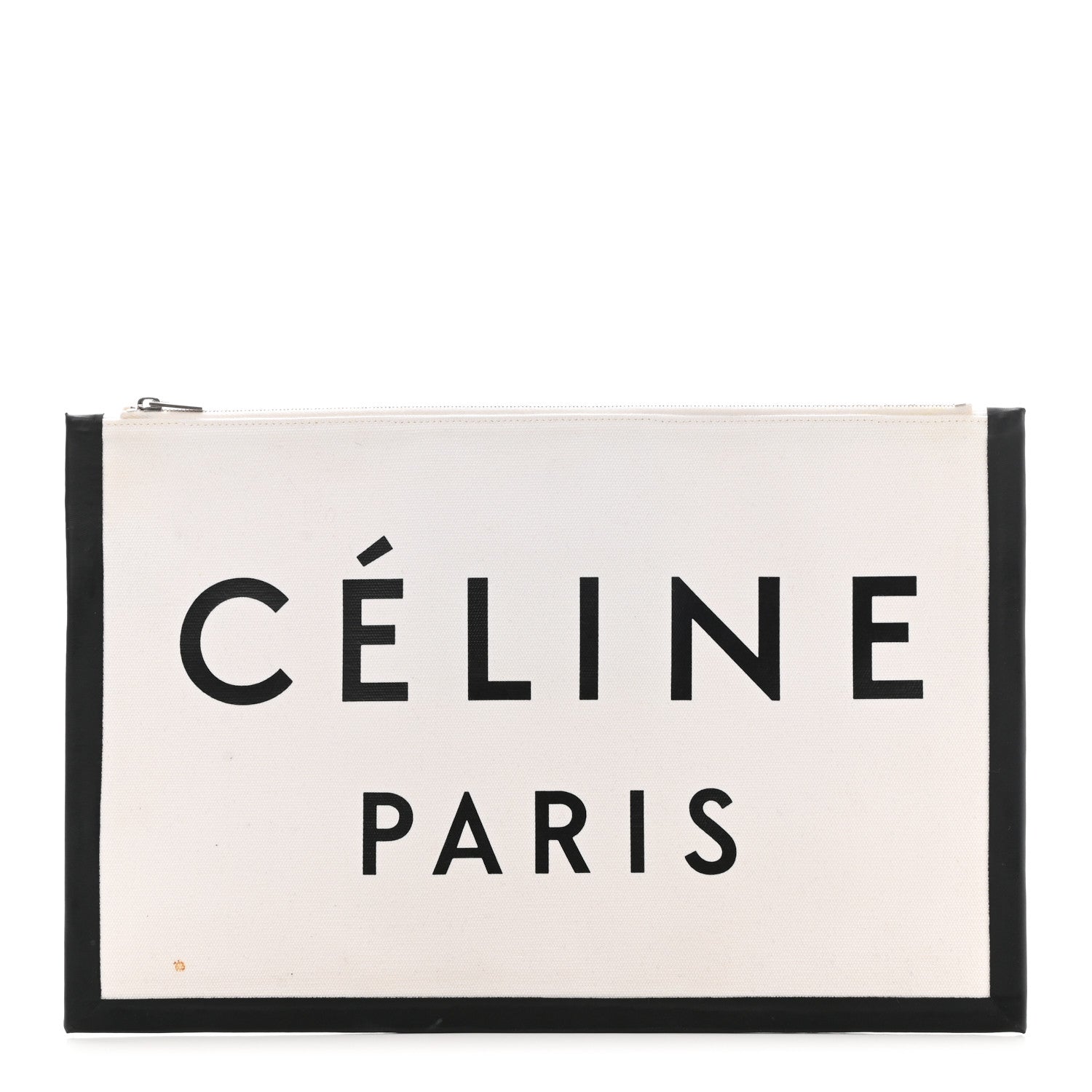 Celine Cotton Canvas Calfskin Made In Large Pouch Black 1 of 8