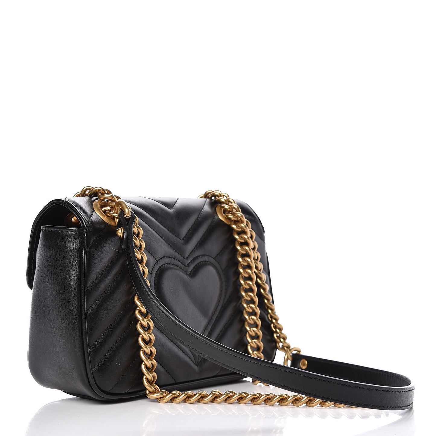 Calfskin Matelasse Mini GG Marmont Shoulder Bag Black