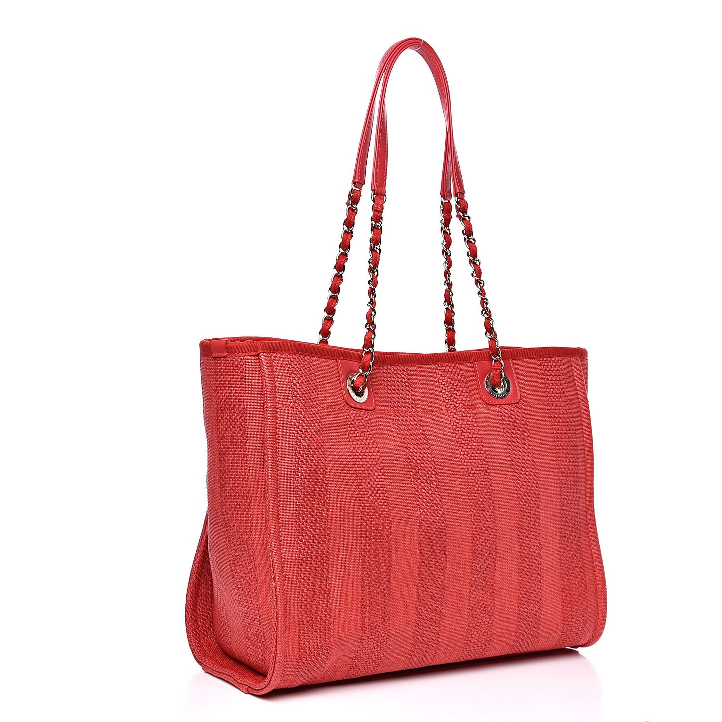 Mixed Fibers Striped Small Deauville Tote Red