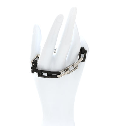 Louis Vuitton Metal Monogram Chain Bracelet Silver Black 2 of 5