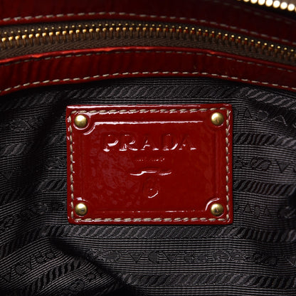 Prada Vernice Chevron Dome Satchel Rubino 6 of 9