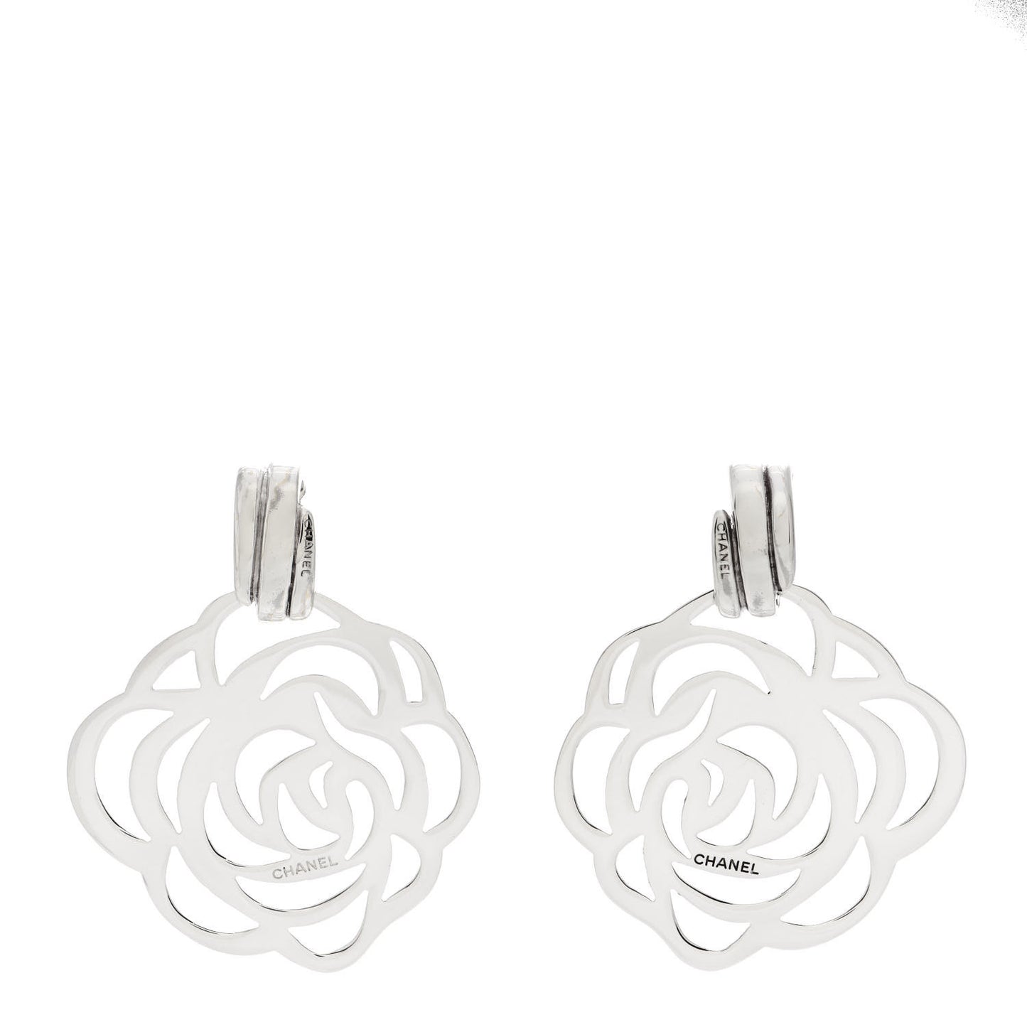 Sterling Silver Camellia Clip On Earrings