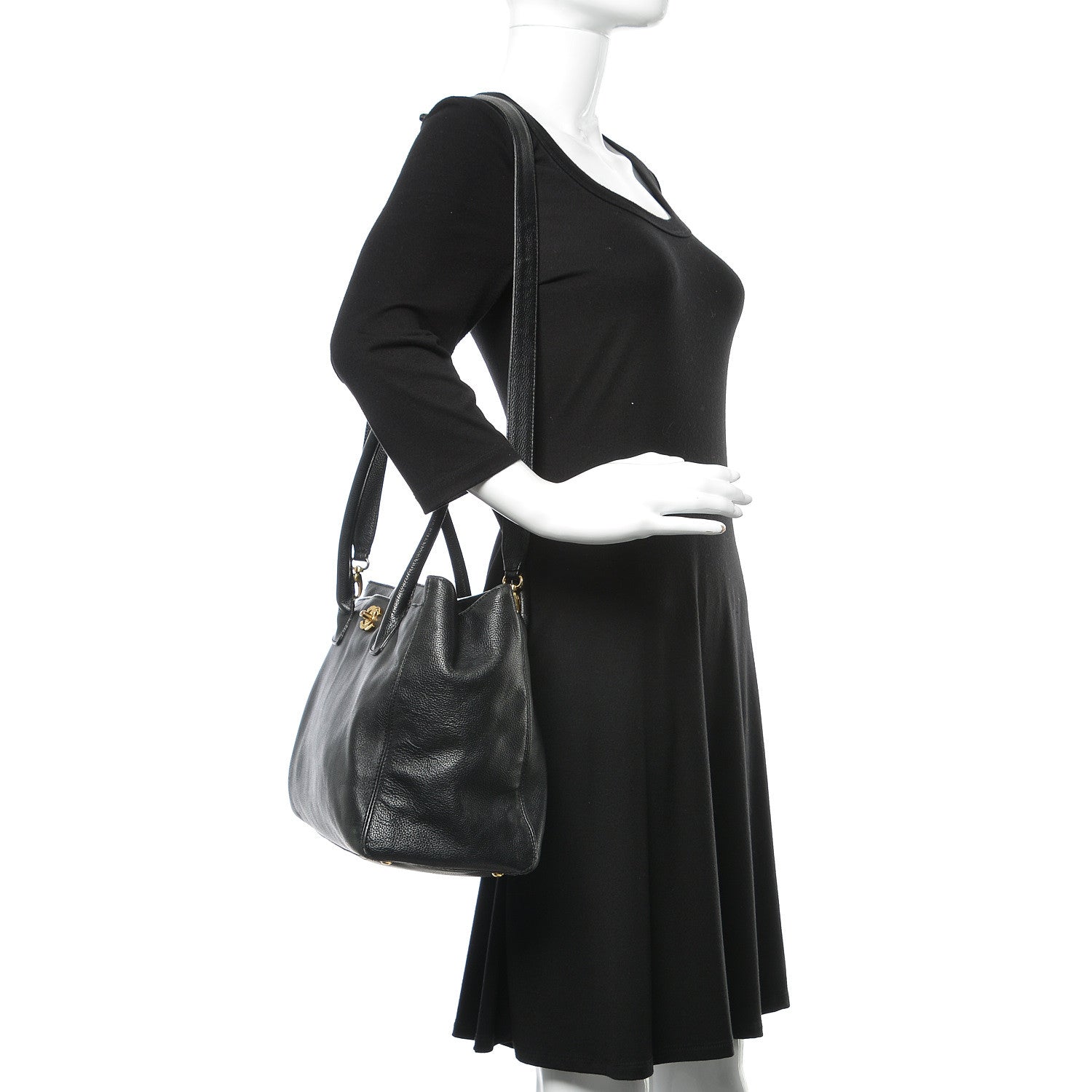 Chanel Calfskin Cerf Shopper Tote Black 2 of 10