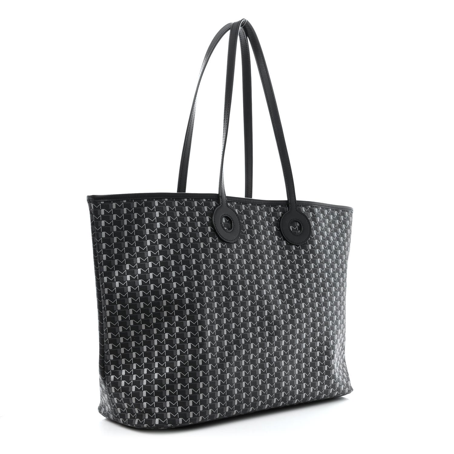 Moynat Grained Calfskin Canvas 1920 Oh! Tote Ruban GM Carbon Silver 3 of 10