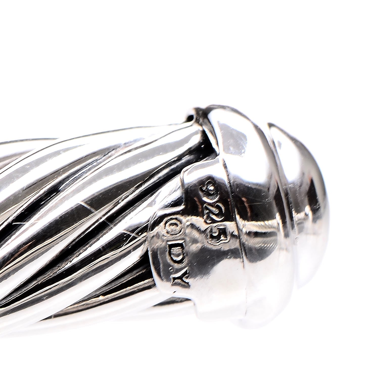 David Yurman Sterling Silver Diamond 7mm Cable Buckle Cuff Bracelet 5 of 6
