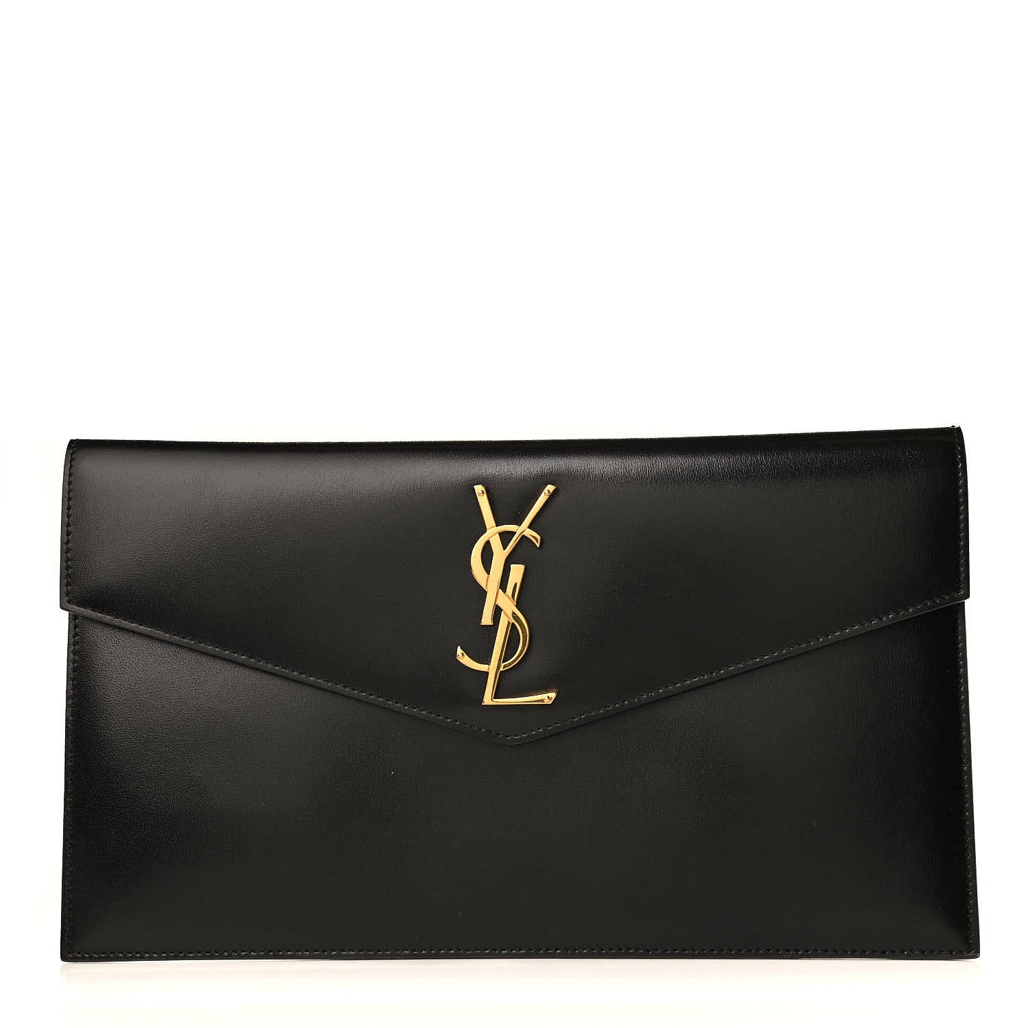 Saint Laurent Smooth Shiny Calfskin Monogram Uptown Pouch Black 1 of 5