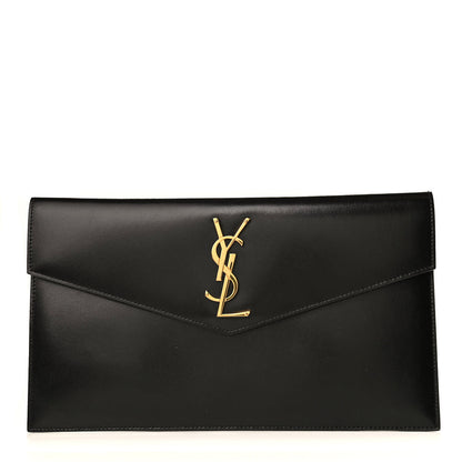 Saint Laurent Smooth Shiny Calfskin Monogram Uptown Pouch Black 1 of 5