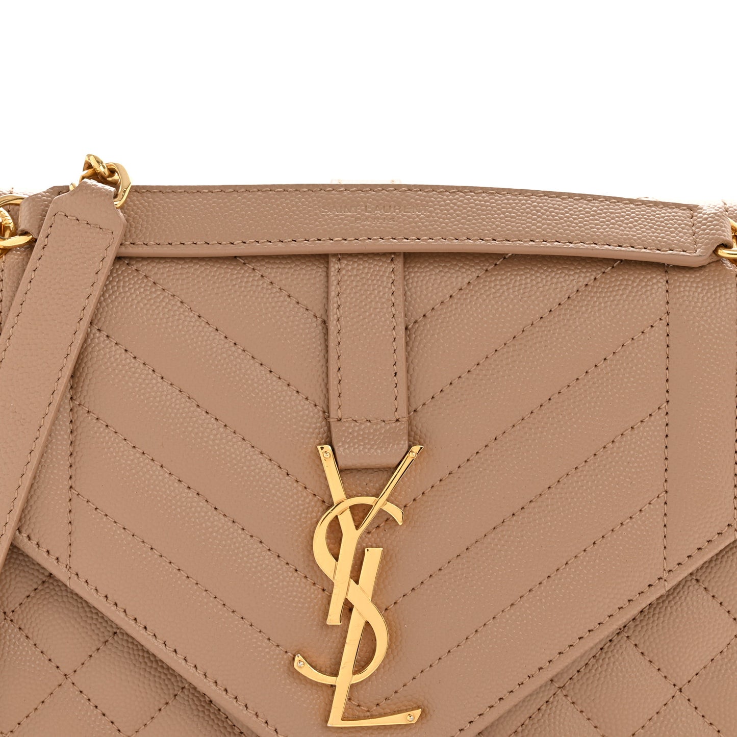 Grain De Poudre Textured Mixed Matelasse Medium Triquilt Monogram Satchel Dark Beige