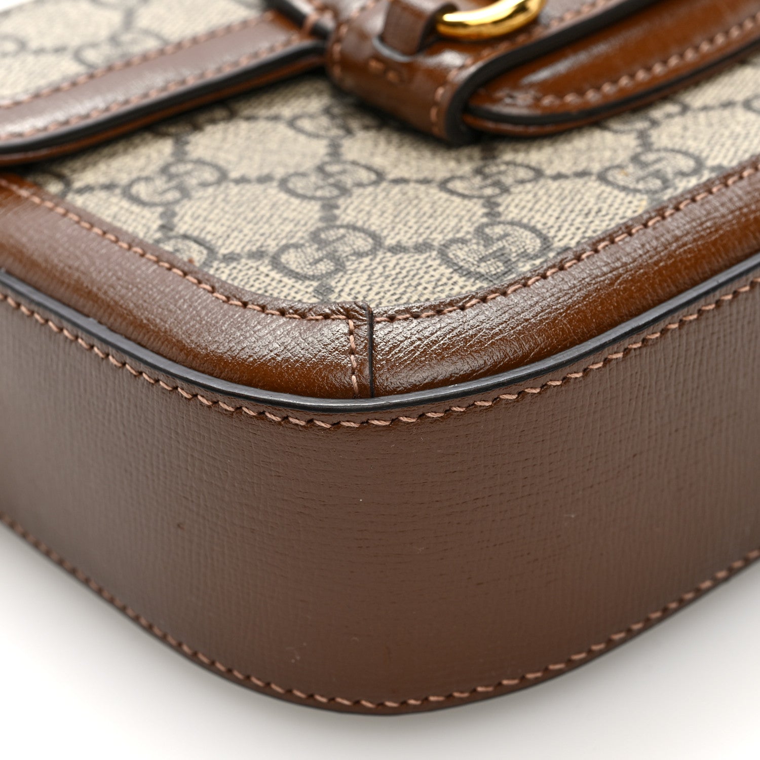 Gucci GG Supreme Monogram Web Mini Horsebit 1955 Shoulder Bag Beige Brown Sugar 10 of 11