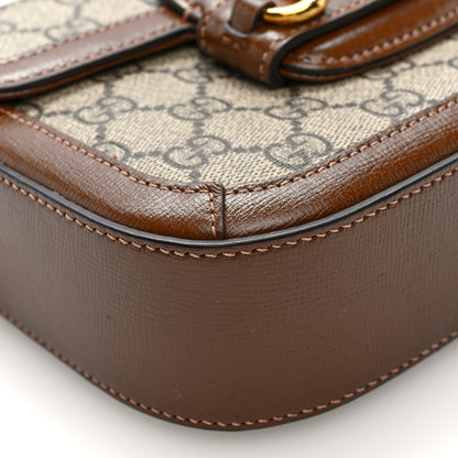 Gucci GG Supreme Monogram Web Mini Horsebit 1955 Shoulder Bag Beige Brown Sugar 10 of 11
