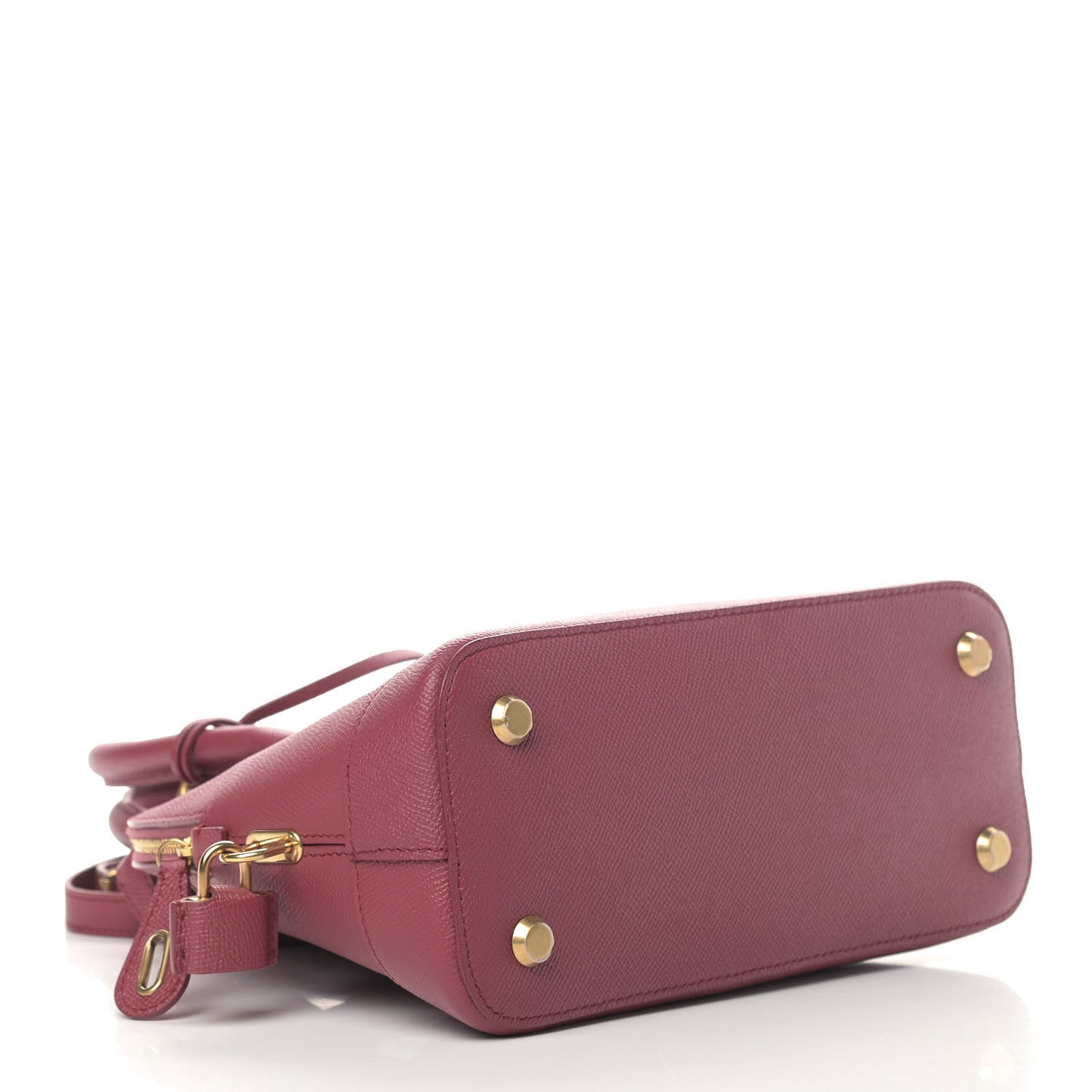Signature Grained Calfskin Logo S Ville Top Handle Bag Rouge Grenat White