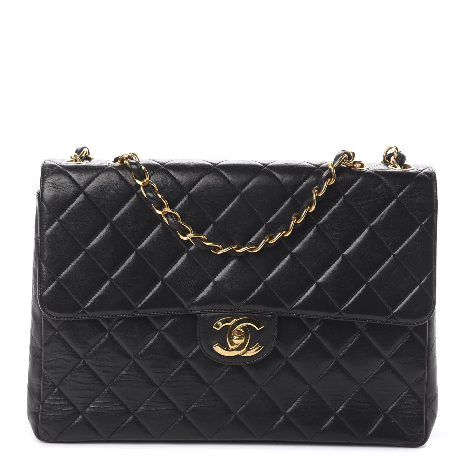 Chanel Lambskin Quilted Jumbo Single Flap Black 1 of 10
