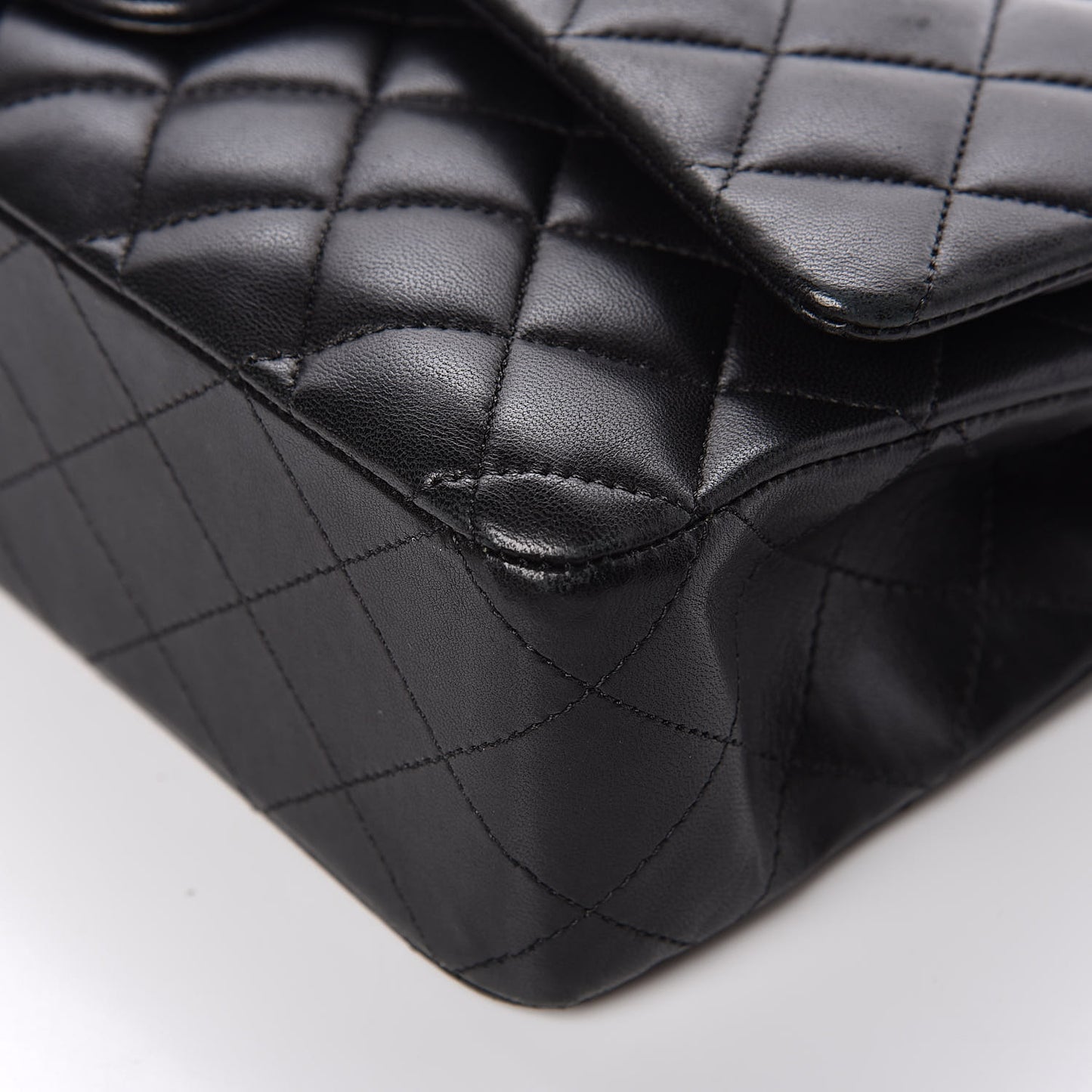 Lambskin Quilted Medium Double Flap Black