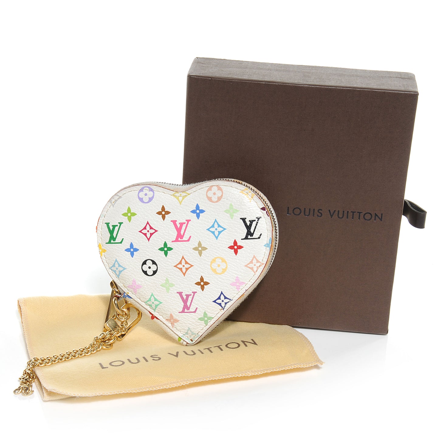 Monogram Multicolor Coeur Heart Coin Purse White