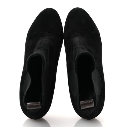 Louis Vuitton Suede Monogram Uniformes Cap Toe Chelsea 75mm Ankle Boots 37.5 Black 2 of 11