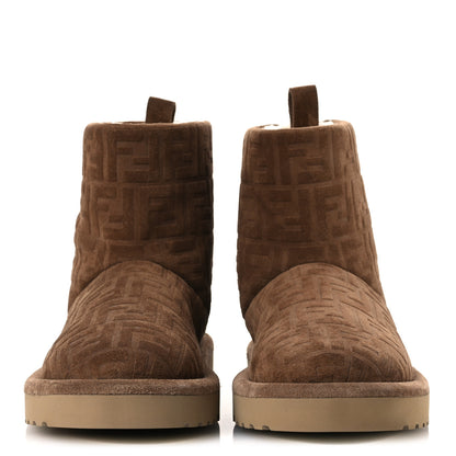 Fendi Suede Shearling FF Mens Afterski Boots 10 Tobacco Latte 3 of 11
