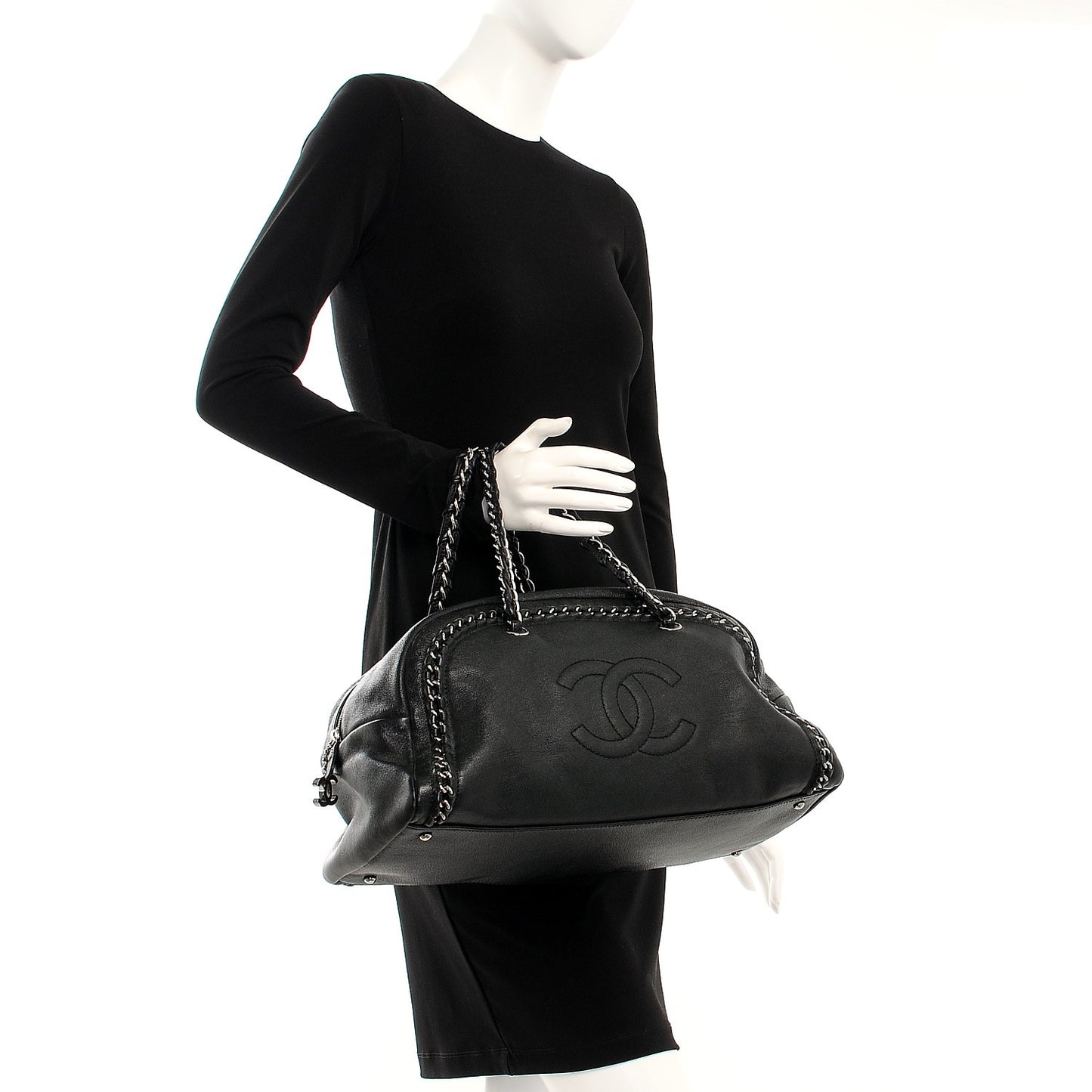 Deerskin Medium Luxe Ligne Bowler Black