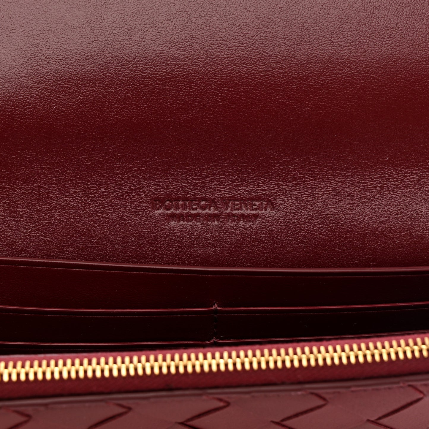 Nappa Intrecciato Flap Wallet Bordeaux