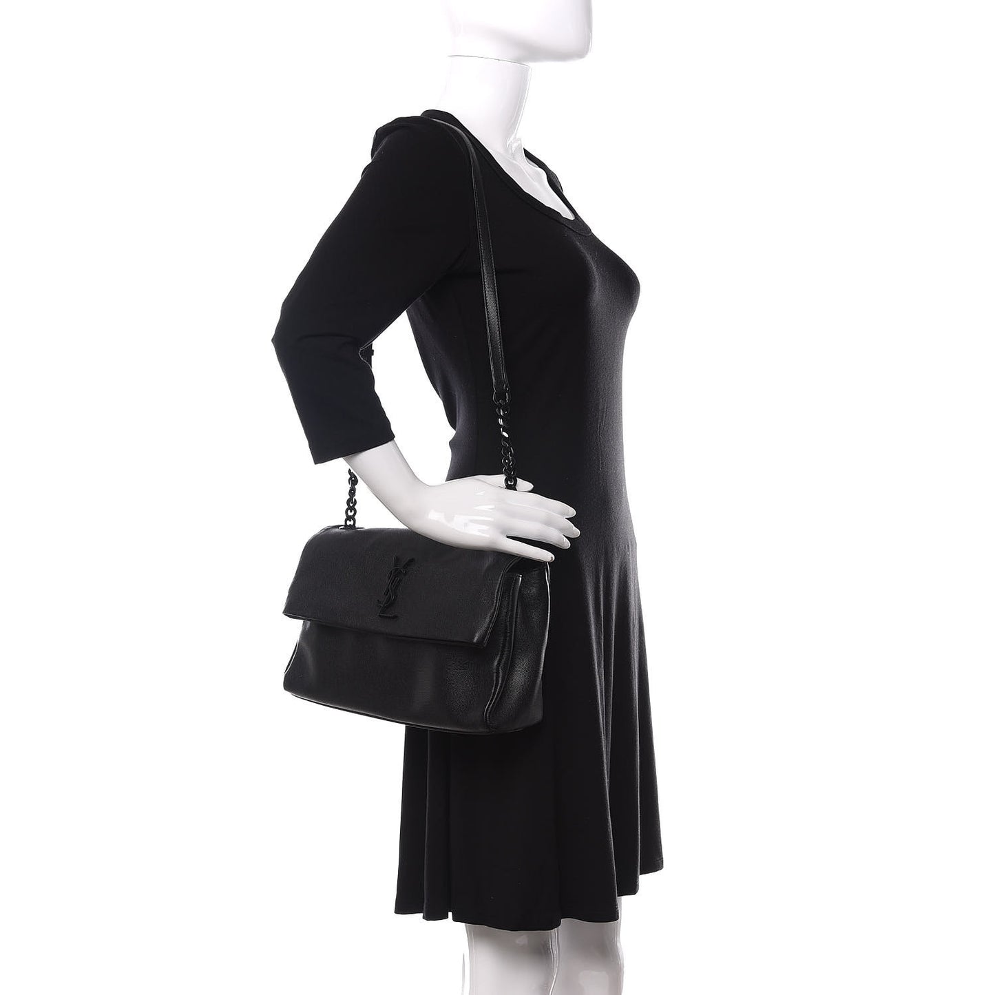 Grain De Poudre Medium West Hollywood Monogram Fold-Over Black