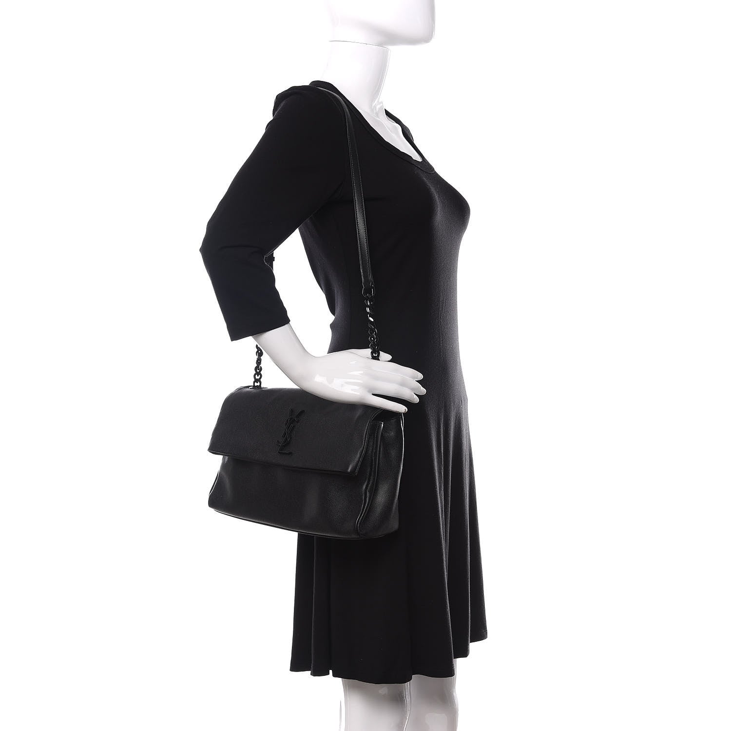Saint Laurent Grain De Poudre Medium West Hollywood Monogram Fold-Over Black 2 of 9