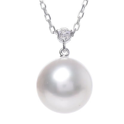 Mikimoto 18K White Gold Diamond Akoya Pearl 12mm Pendant Necklace 5 of 6