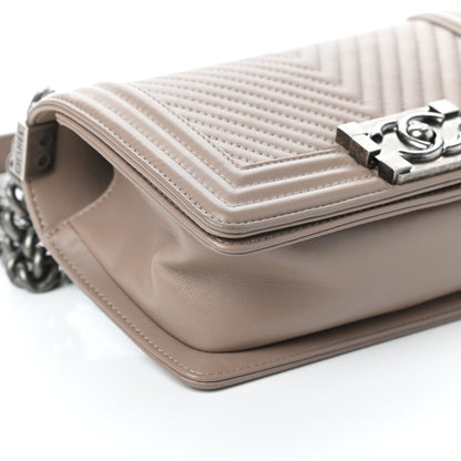 Chanel Calfskin Chevron Quilted Small Boy Flap Taupe 9 of 10
