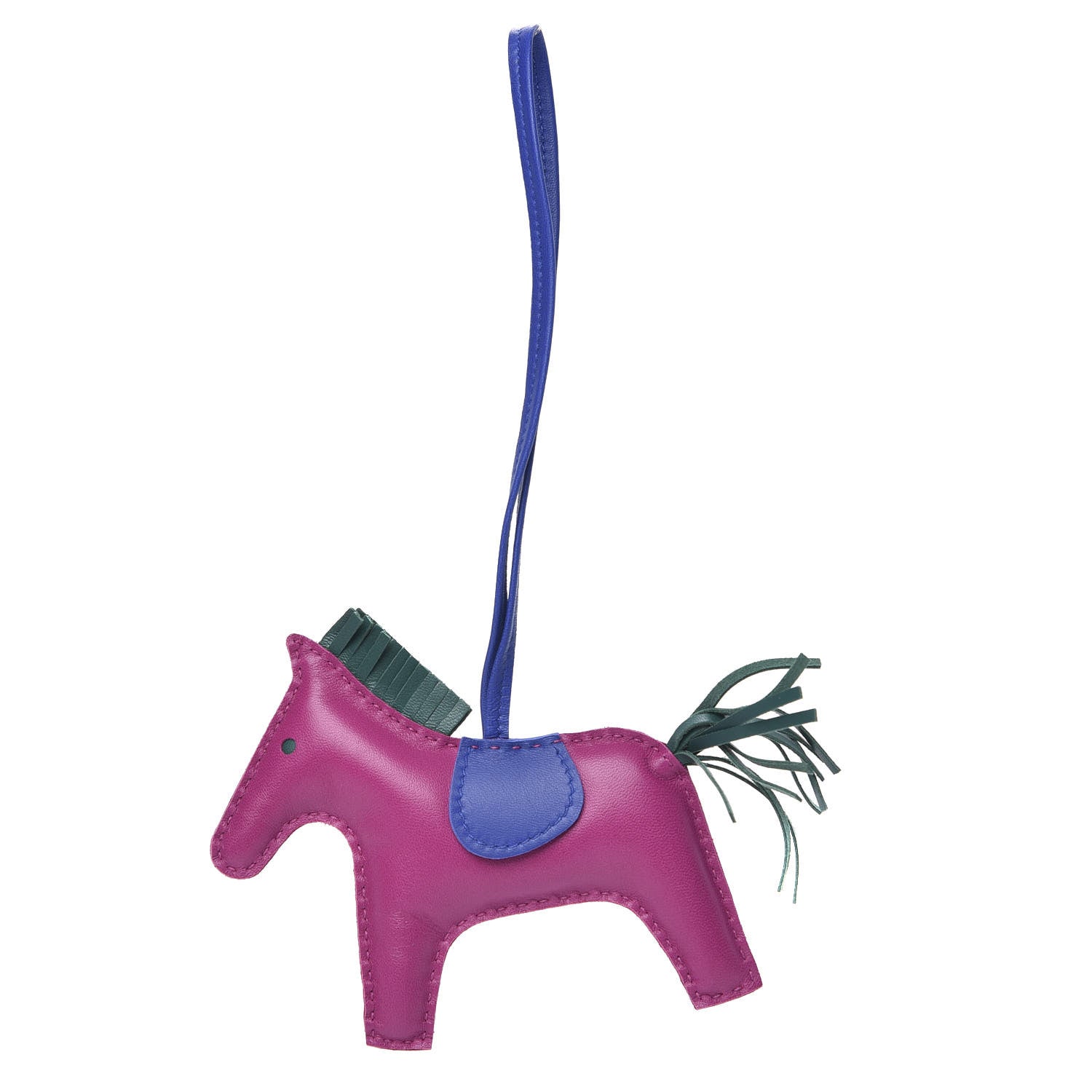 Hermes Milo Lambskin Grigri Rodeo Horse Bag Charm MM Rose Pourpre Malachite Bleu Electrique 1 of 4
