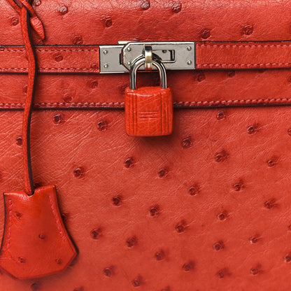 Hermes Ostrich Kelly Retourne 25 Rouge Vif 8 of 10